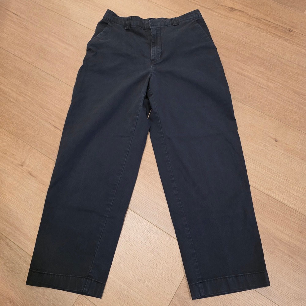 Gap Straight Up Khaki Navy Blue Wide Leg Chino Pants 4 High Rise Cotton Blend